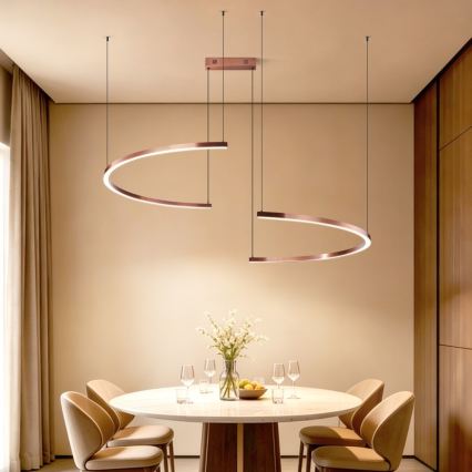 Immax NEO 07328L - FINO regulējama LED lustra uz troses, 72W/230V, 120 cm, rožu zelts, Tuya + tālvadības pults