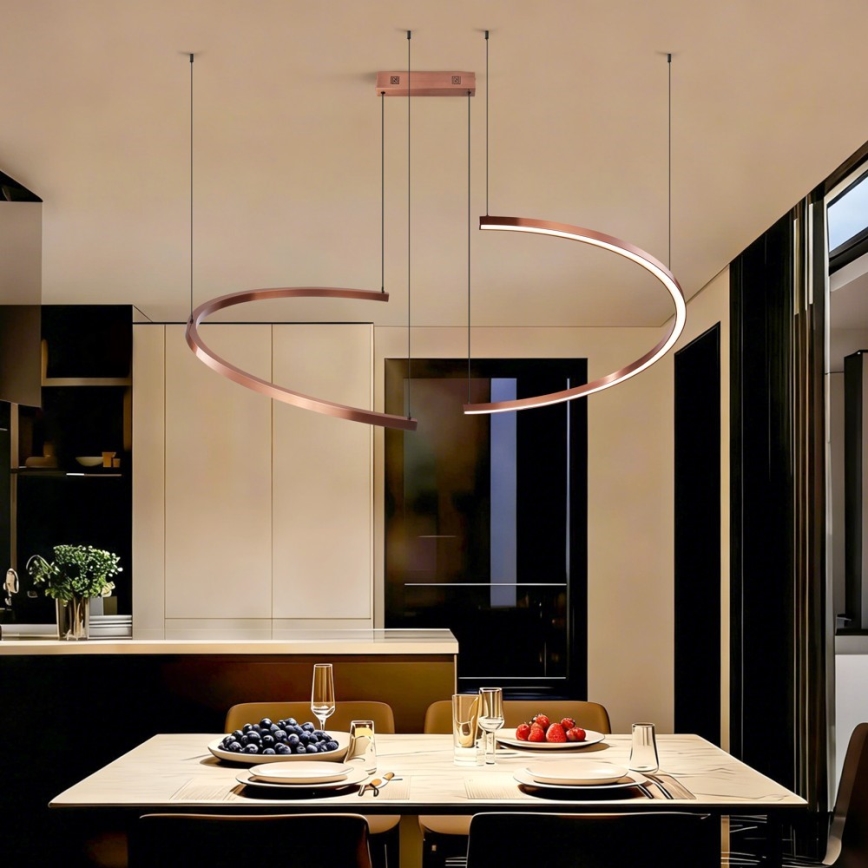 Immax NEO 07328L - FINO regulējama LED lustra uz troses, 72W/230V, 120 cm, rožu zelts, Tuya + tālvadības pults
