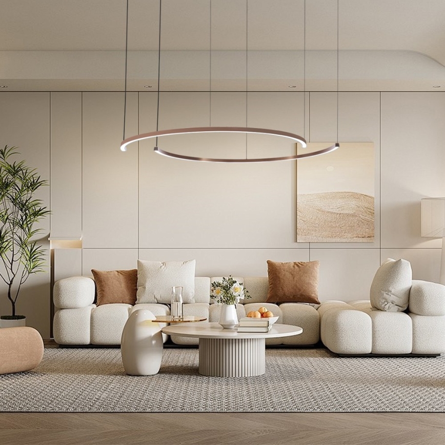 Immax NEO 07328L - FINO regulējama LED lustra uz troses, 72W/230V, 120 cm, rožu zelts, Tuya + tālvadības pults