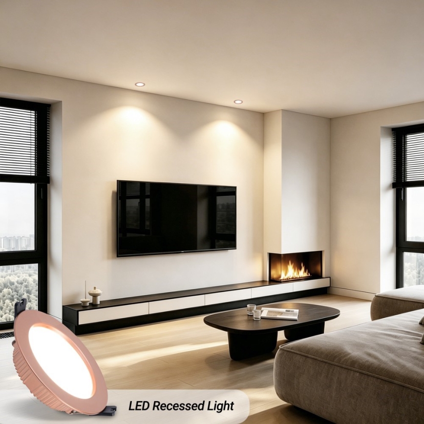 Immax NEO 07330L - LED iebūvējamais griestu lukturis DOWN ar regulējamu spilgtumu, 12 W, 230 V, Wi‑Fi (Tuya), Ø 12 cm, rožu zelts