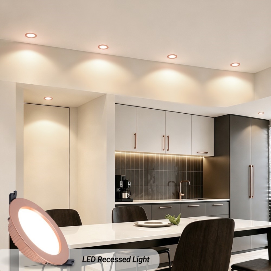 Immax NEO 07330L - LED iebūvējamais griestu lukturis DOWN ar regulējamu spilgtumu, 12 W, 230 V, Wi‑Fi (Tuya), Ø 12 cm, rožu zelts