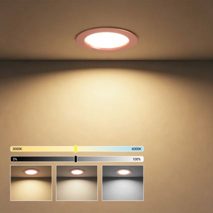Immax NEO 07330L - LED iebūvējamais griestu lukturis DOWN ar regulējamu spilgtumu, 12 W, 230 V, Wi‑Fi (Tuya), Ø 12 cm, rožu zelts