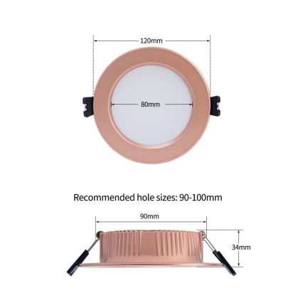 Immax NEO 07330L - LED iebūvējamais griestu lukturis DOWN ar regulējamu spilgtumu, 12 W, 230 V, Wi‑Fi (Tuya), Ø 12 cm, rožu zelts