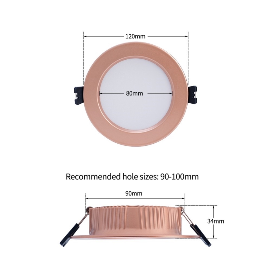 Immax NEO 07330L - LED iebūvējamais griestu lukturis DOWN ar regulējamu spilgtumu, 12 W, 230 V, Wi‑Fi (Tuya), Ø 12 cm, rožu zelts