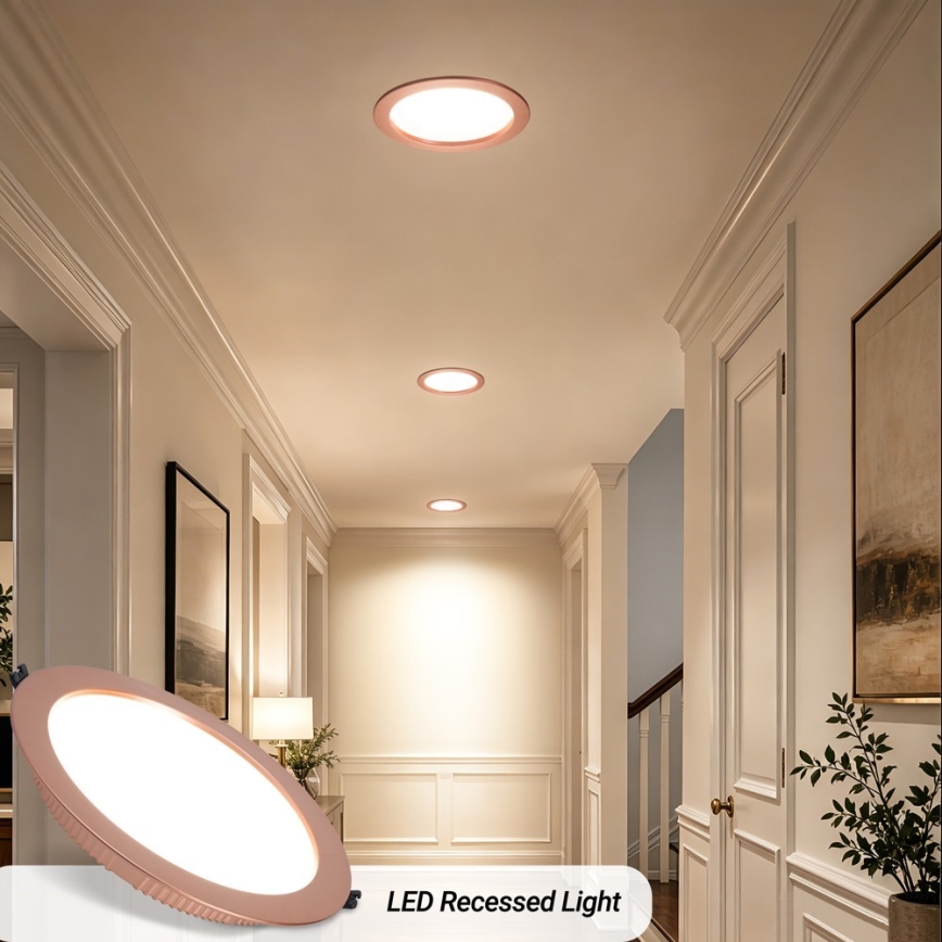 Immax NEO 07331L - regulējams iebūvējamais LED griestu lukturis DOWN, 36W, 230V, Wi‑Fi Tuya, Ø 23 cm, rožu zelts