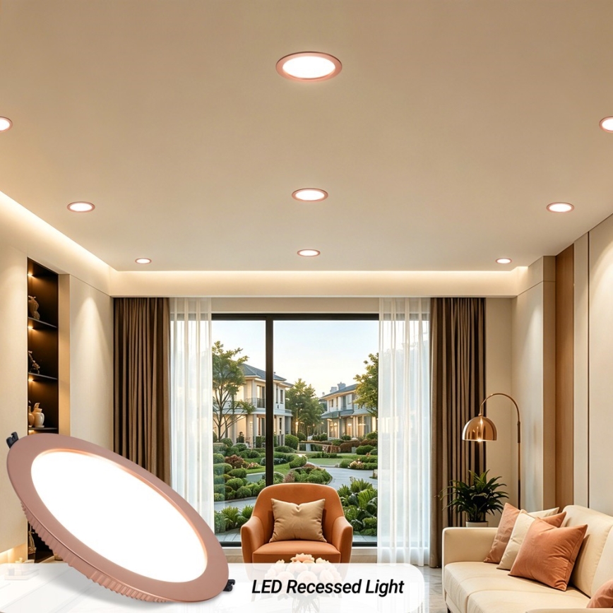 Immax NEO 07331L - regulējams iebūvējamais LED griestu lukturis DOWN, 36W, 230V, Wi‑Fi Tuya, Ø 23 cm, rožu zelts