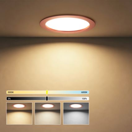 Immax NEO 07331L - regulējams iebūvējamais LED griestu lukturis DOWN, 36W, 230V, Wi‑Fi Tuya, Ø 23 cm, rožu zelts