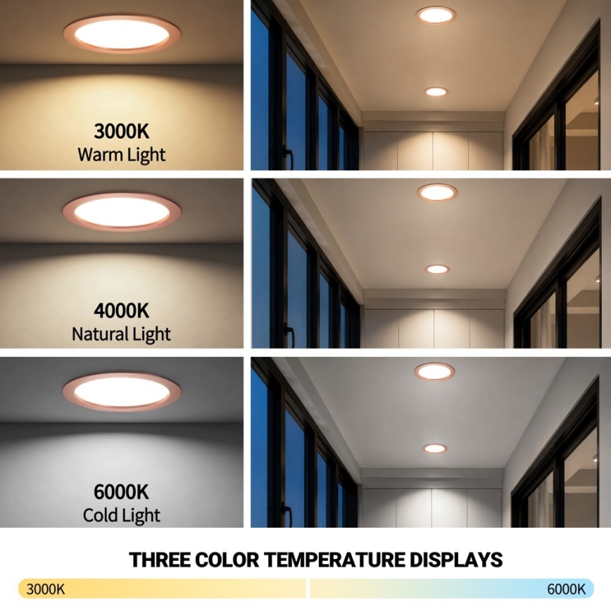 Immax NEO 07331L - regulējams iebūvējamais LED griestu lukturis DOWN, 36W, 230V, Wi‑Fi Tuya, Ø 23 cm, rožu zelts