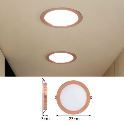 Immax NEO 07331L - regulējams iebūvējamais LED griestu lukturis DOWN, 36W, 230V, Wi‑Fi Tuya, Ø 23 cm, rožu zelts