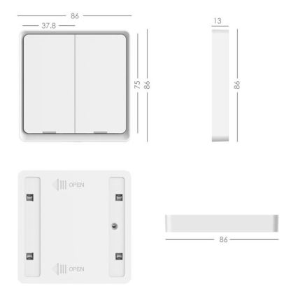 Immax NEO 07507C - KOMPLEKTS 3x Slēdzis 2-pogu SMART 3xCR2430 Zigbee 3.0 Tuya