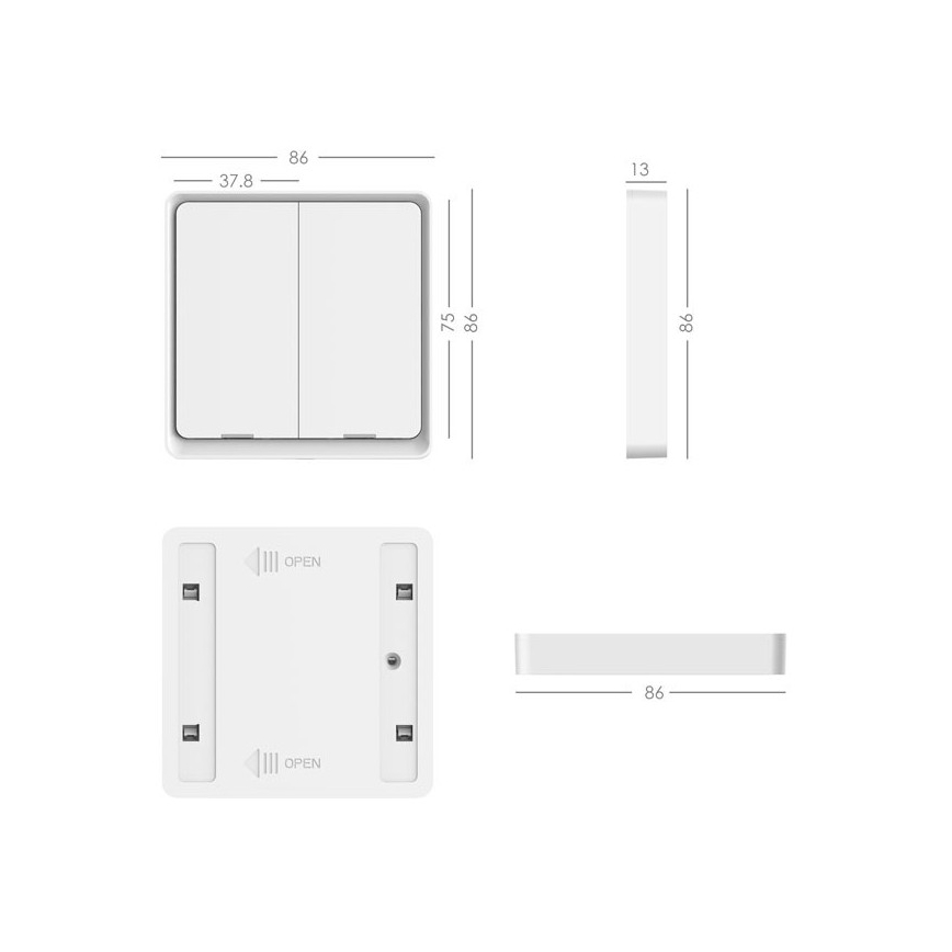Immax NEO 07507L - Slēdzis 2-pogu SMART 1xCR2430 Zigbee 3.0 Tuya