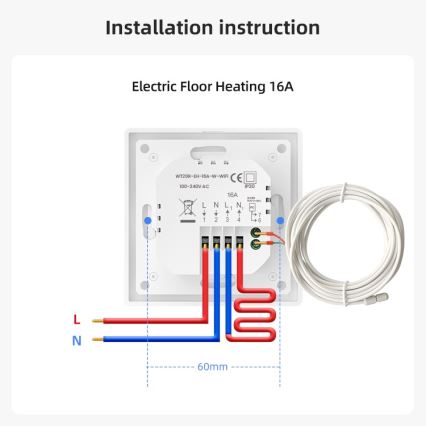 Immax NEO 07535L - Viedais termostats elektriskajai grīdas apsildei 230V/16A ar Wi‑Fi Tuya