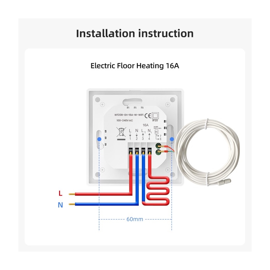 Immax NEO 07535L - Viedais termostats elektriskajai grīdas apsildei 230V/16A ar Wi‑Fi Tuya