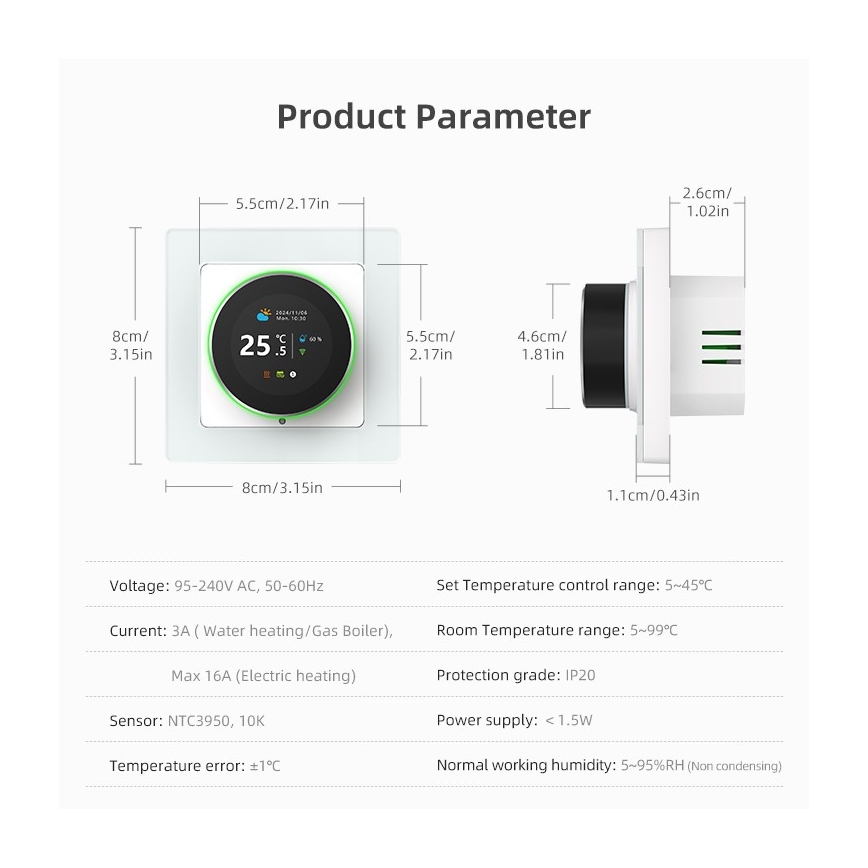 Immax NEO 07535L - Viedais termostats elektriskajai grīdas apsildei 230V/16A ar Wi‑Fi Tuya