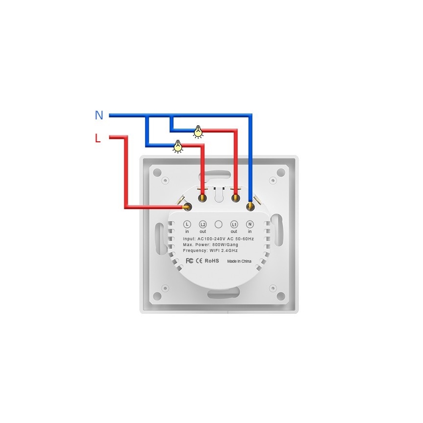Immax NEO 07539L - 2 pogu SMART slēdzis 230V Wi-Fi Tuya