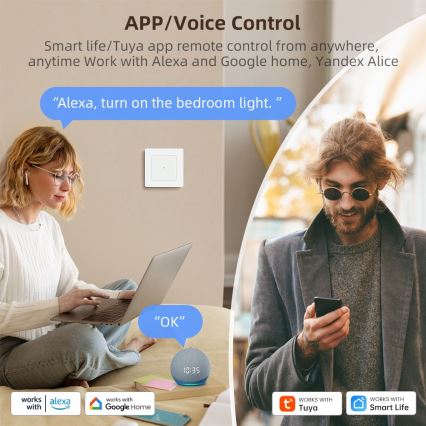 Immax NEO 07540L - Vieds slēdzis žalūzijām un ruļļveida aizkariem 230 V Wi‑Fi Tuya