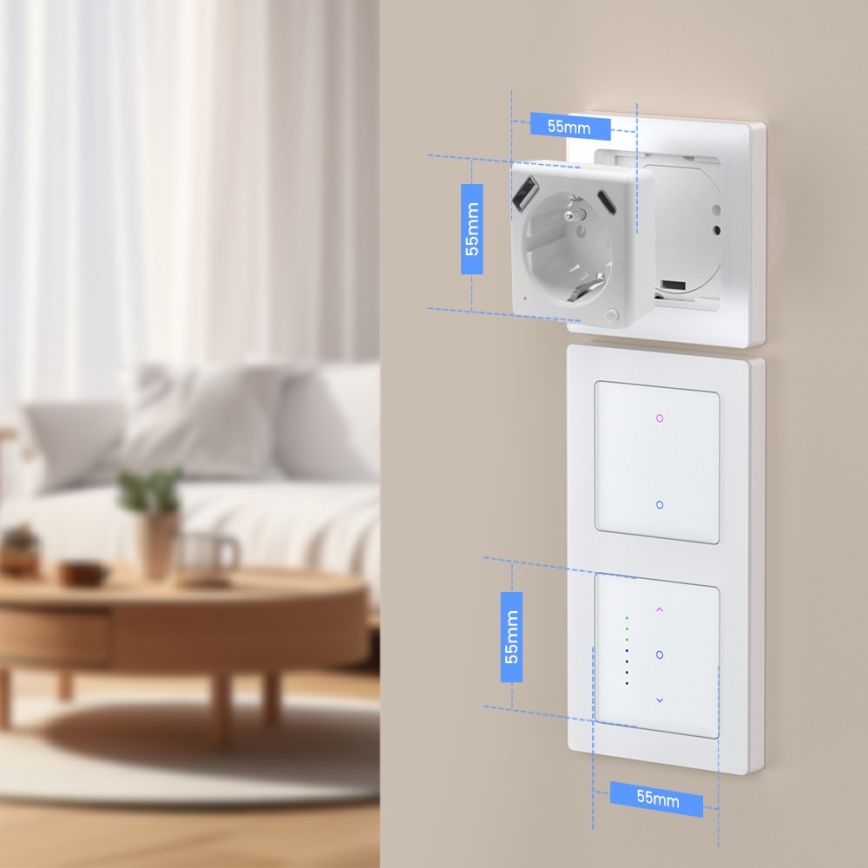 Immax NEO 07544L - Viedā kontaktligzda E 16A/230V + 1xUSB-A+1xUSB C PD 20W Wi-Fi