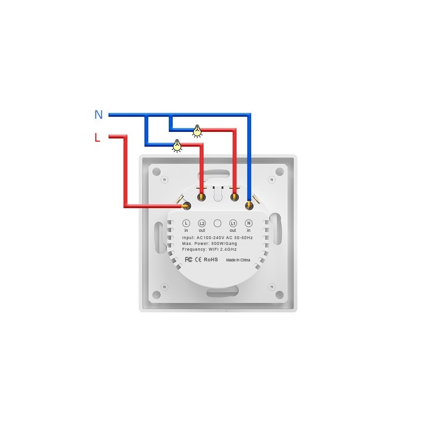 Immax NEO 07550L - Viedais 2-pogu 230V slēdzis Tuya