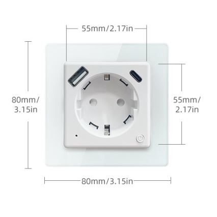 Immax NEO 07552L - Viedā kontaktligzda F 16A/230V + 1xUSB-A+1xUSB C PD 20W