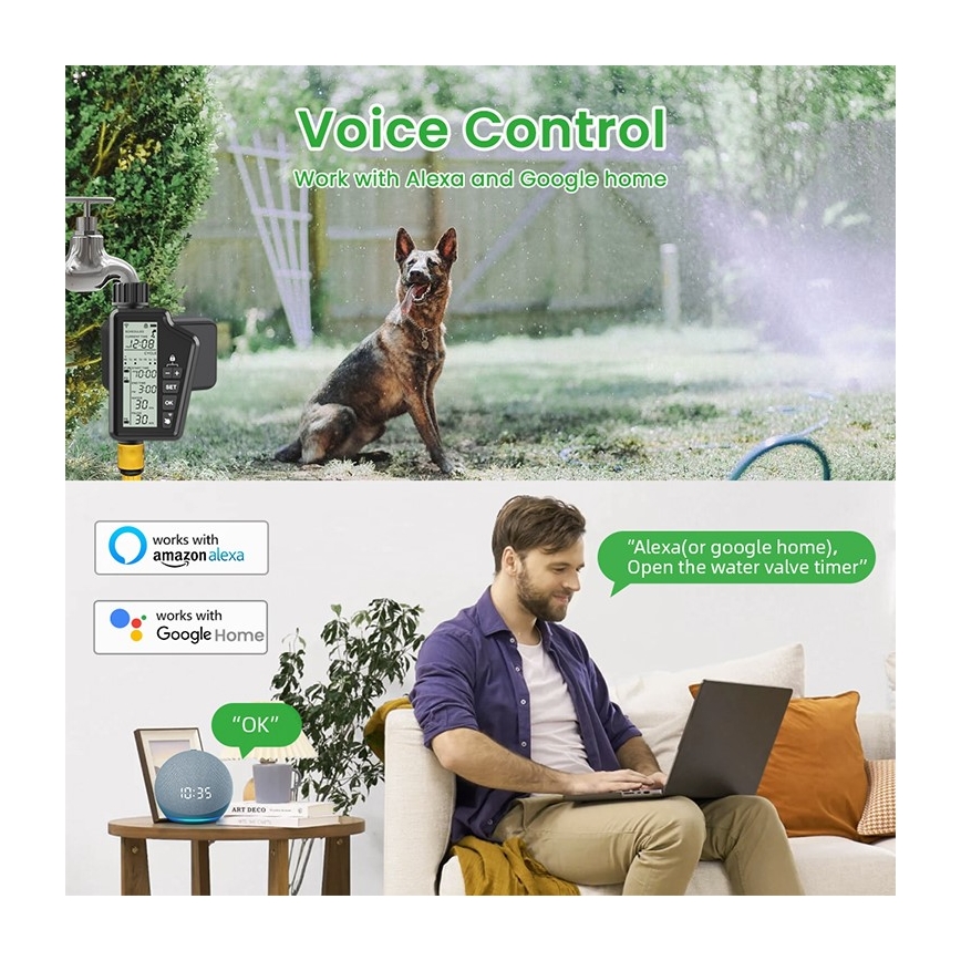 Immax NEO 07556L - Laistīšanas vārsts 4xAA IP65 Wi-Fi Tuya