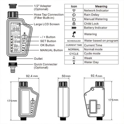 Immax NEO 07556L - Laistīšanas vārsts 4xAA IP65 Wi-Fi Tuya