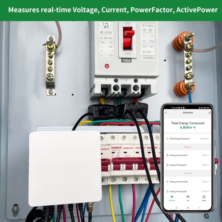 Immax NEO 07581L -Viedais trīsfāzu elektroenerģijas patēriņa skaitītājs Wi-Fi Tuya