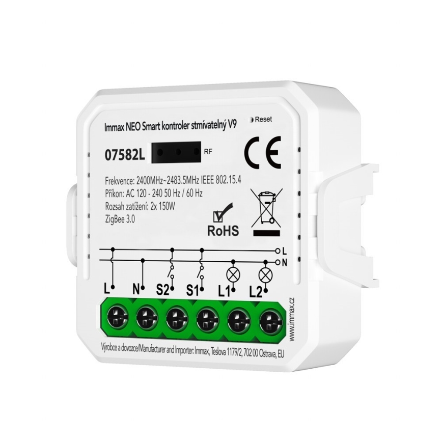 Immax Neo 07582L - Vieda aptumšojama vadības ierīce V9 2 pogas Tuya