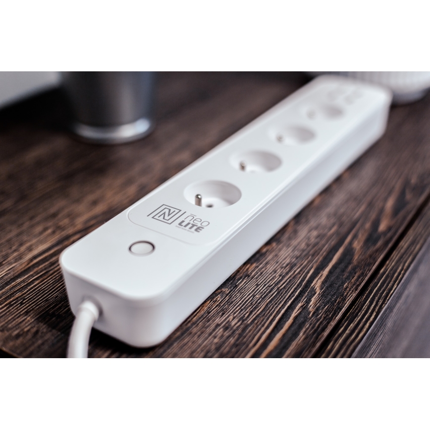 Immax NEO 07707L - Pagarinātāja vads NEO LITE Smart 4AC + 4USB Wi-Fi Tuya 1,5m