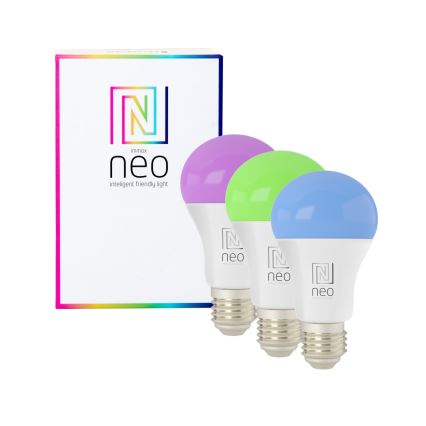 Immax NEO 07712CDO - KOMPLEKTS 3xLED RGB Aptumšojama spuldze E27/9W/230V Wi-Fi Tuya + tāvadības pults