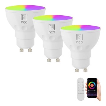 Immax NEO 07724CDO - KOMPLEKTS 3x LED RGB+CCT aptumšojama spuldze GU10/4,8W/230V 2700-6500K Wi-Fi Tuya + tālvadības pults