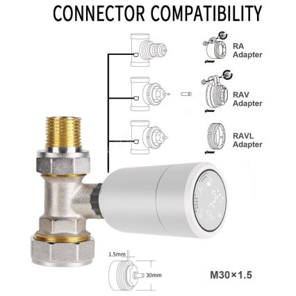 Immax NEO 07732A - KOMPLEKTS 3x Termostata vārsts 2xAA/3V Tuya