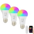 Immax NEO 07733CDO - KOMPLEKTS 3x LED RGB+CCT Aptumšojama spuldze E27/11W/230V Wi-Fi Tuya + tālvadības pults