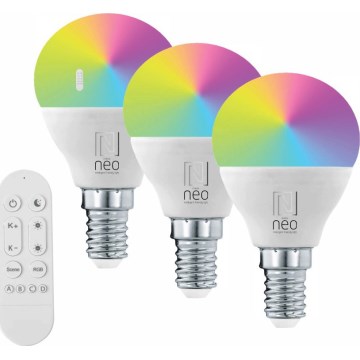 Immax NEO 07745CDO - Komplekts 3x regulējamas LED spuldzes RGB+CCT E14/6W/230V, Wi‑Fi un tālvadības pults