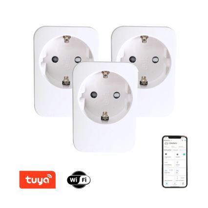 Immax NEO 07761C - KOMPLEKTS 3x Viedā kontaktligzda NEO LITE 3680W/230V/16A Wi-Fi Tuya SCHUKO