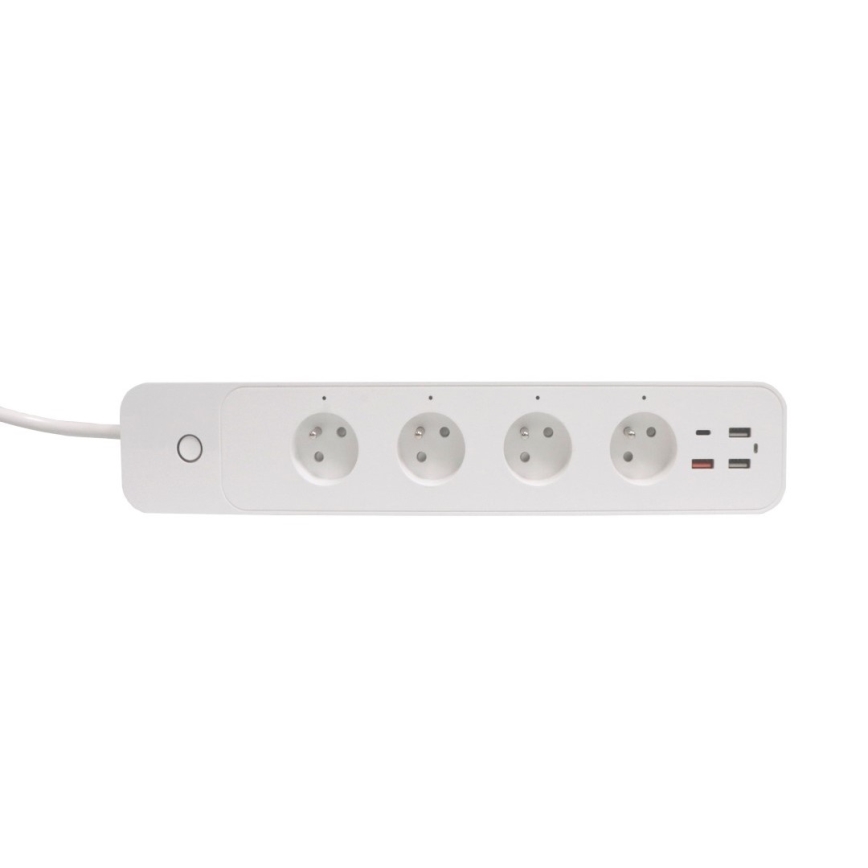 Immax NEO 07771L- Pagarinājuma kabelis NEO LITE Smart 4AC+3xUSB+1xUSB C Wi-Fi Tuya