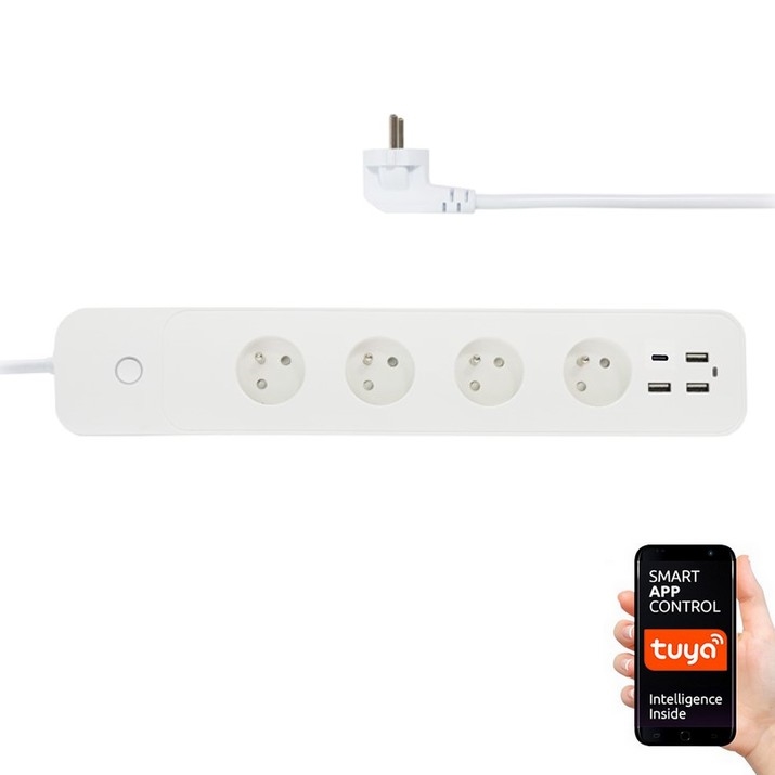 Immax NEO 07771L- Pagarinātāja vads NEO LITE Smart 4AC+3xUSB+1xUSB C Wi-Fi Tuya