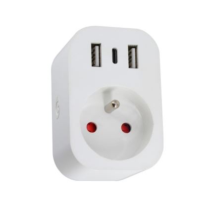 Immax NEO 07772L - Viedais strāvas sadalītājs 16A/230V + 2xUSB+1xUSB-C Wi-Fi Tuya