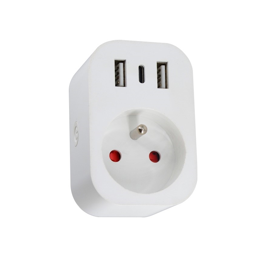 Immax NEO 07772L - Viedais strāvas sadalītājs 16A/230V + 2xUSB+1xUSB-C Wi-Fi Tuya