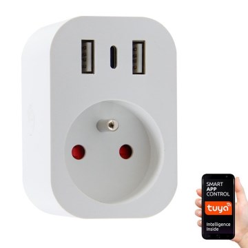 Immax NEO 07772L - Viedais strāvas sadalītājs 16A/230V + 2xUSB+1xUSB-C Wi-Fi Tuya