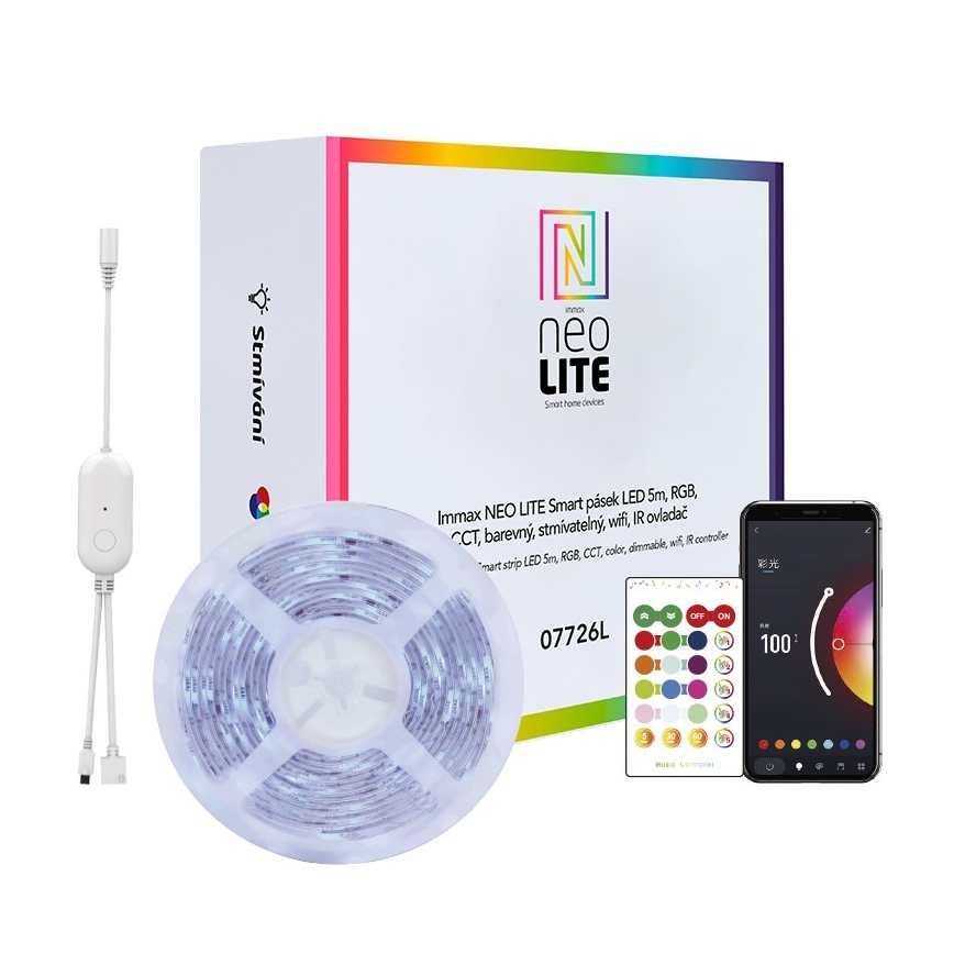 Immax NEO 07775L - LED RGB+CCT Aptumšojama josla NEO LITE LED/48W/230V 10 m IP65 MUSIC Wi-Fi Tuya + tālvadības pults