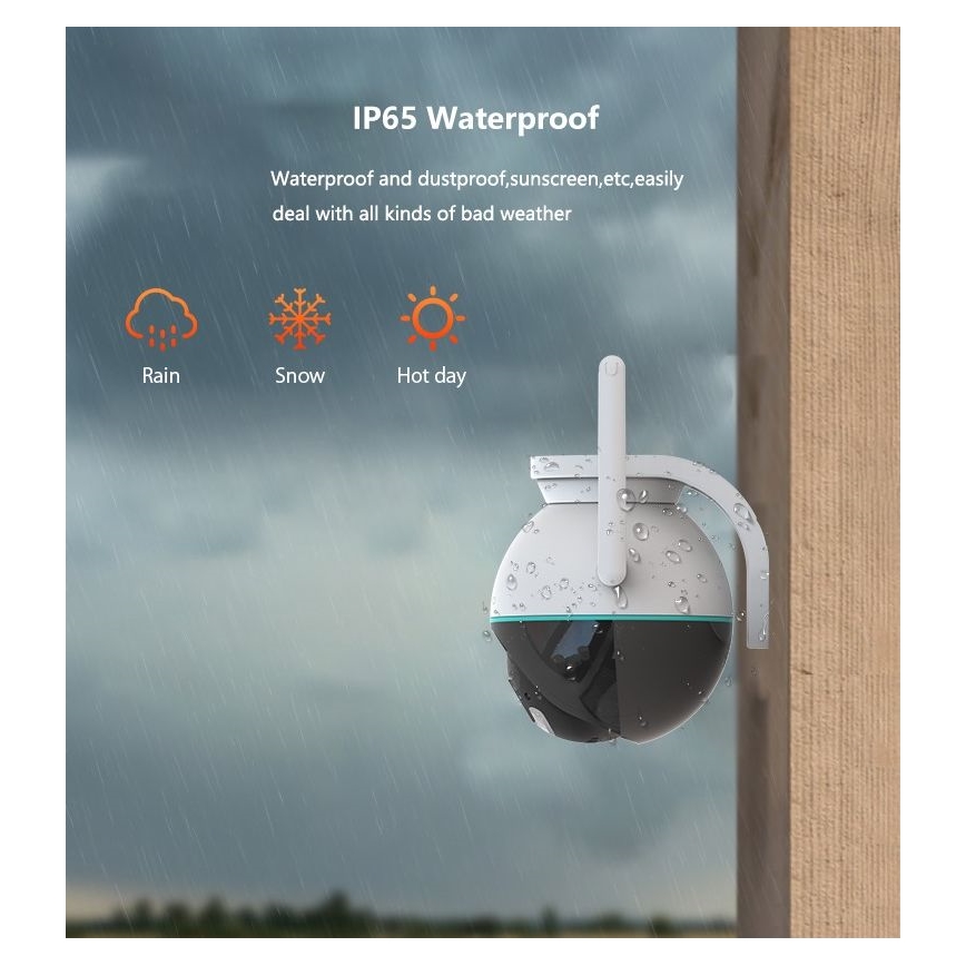 Immax NEO 07782L - Viedā āra kamera ar sensoru BALL 355° P/T 4MP IP65 Wi-Fi Tuya