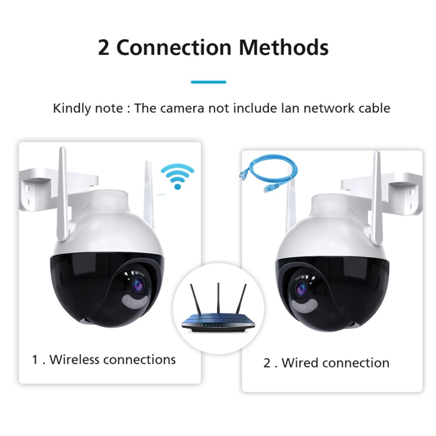 Immax NEO 07782L - Viedā āra kamera ar sensoru BALL 355° P/T 4MP IP65 Wi-Fi Tuya