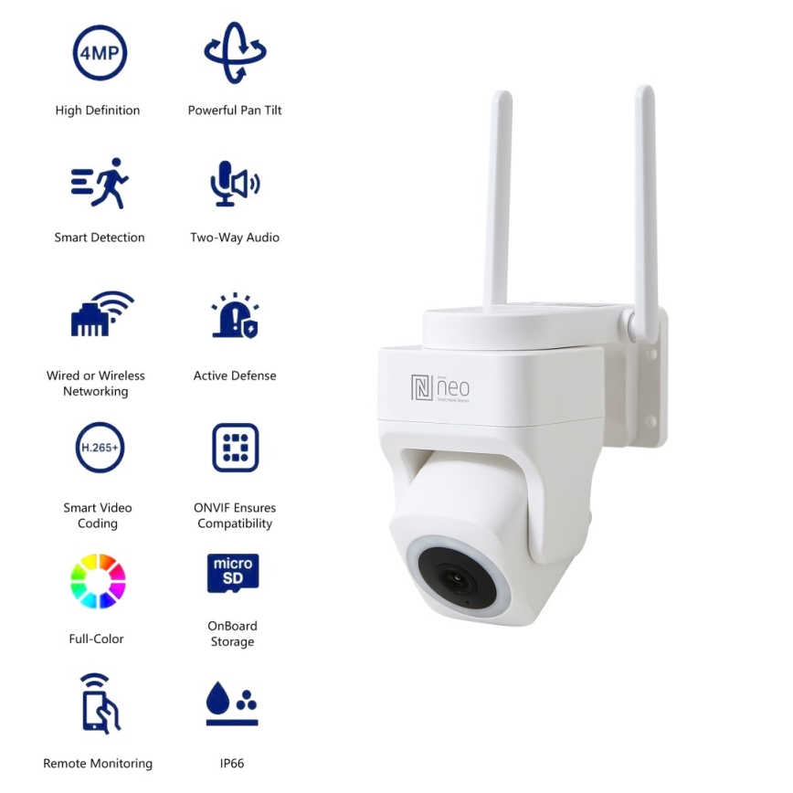 Immax NEO 07793L -Viedā āra kamera ar sensoru CUBE 4MP 5V IP65 Wi-Fi Tuya