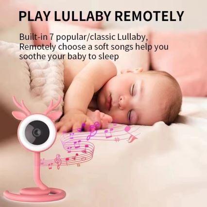 Immax NEO 07798L - Viedais uzlādējams bērnu monitors 5V Wi-Fi Tuya rozā
