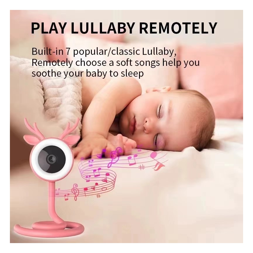 Immax NEO 07798L - Viedais uzlādējams bērnu monitors 5V Wi-Fi Tuya rozā