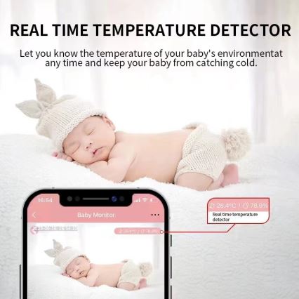 Immax NEO 07798L - Viedais uzlādējams bērnu monitors 5V Wi-Fi Tuya rozā