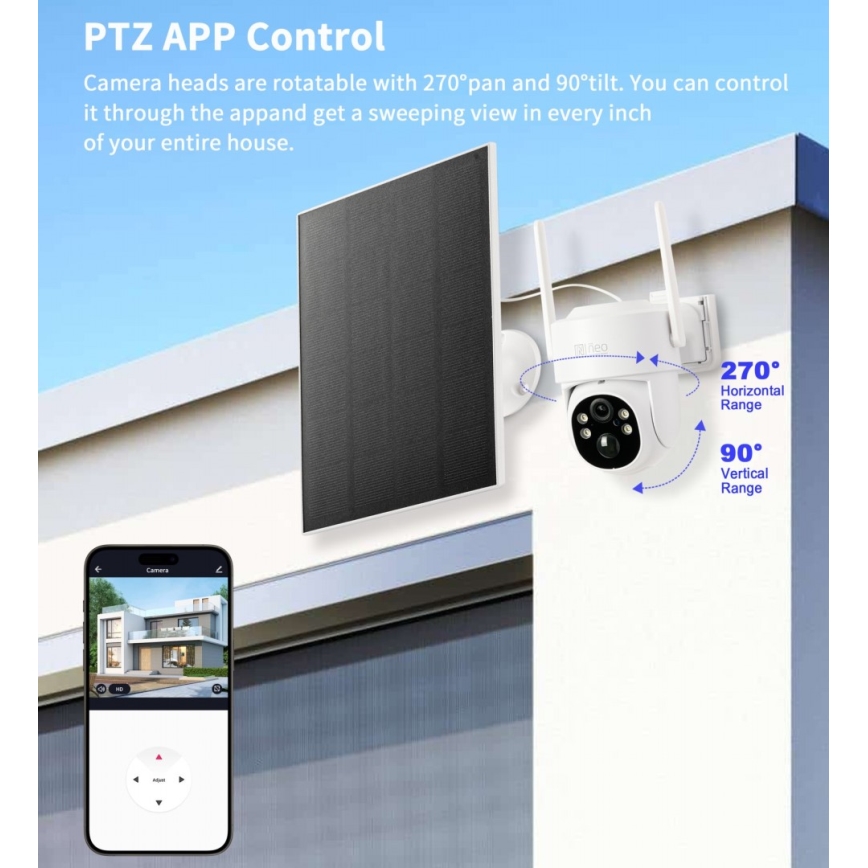 Immax NEO 07804L - Viedā āra saules enerģijas kamera ar sensoru 9000 mAh Wi-Fi Tuya IP65
