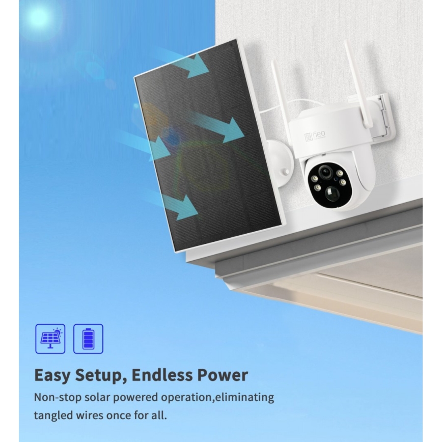 Immax NEO 07804L - Viedā āra saules enerģijas kamera ar sensoru 9000 mAh Wi-Fi Tuya IP65