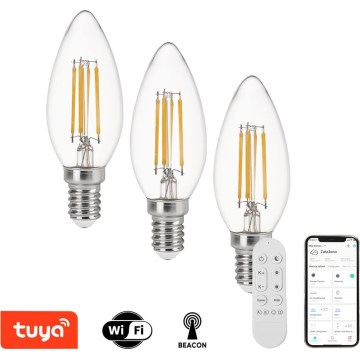 Immax NEO 07807CDO - KOMPLEKTS 3x aptumšojama LED CCT spuldze E14/4W/230V Wi‑Fi + tālvadības pults
