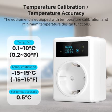 Immax NEO 07811L - Viedā kontaktligzda ar termometru F 3680W Wi-Fi